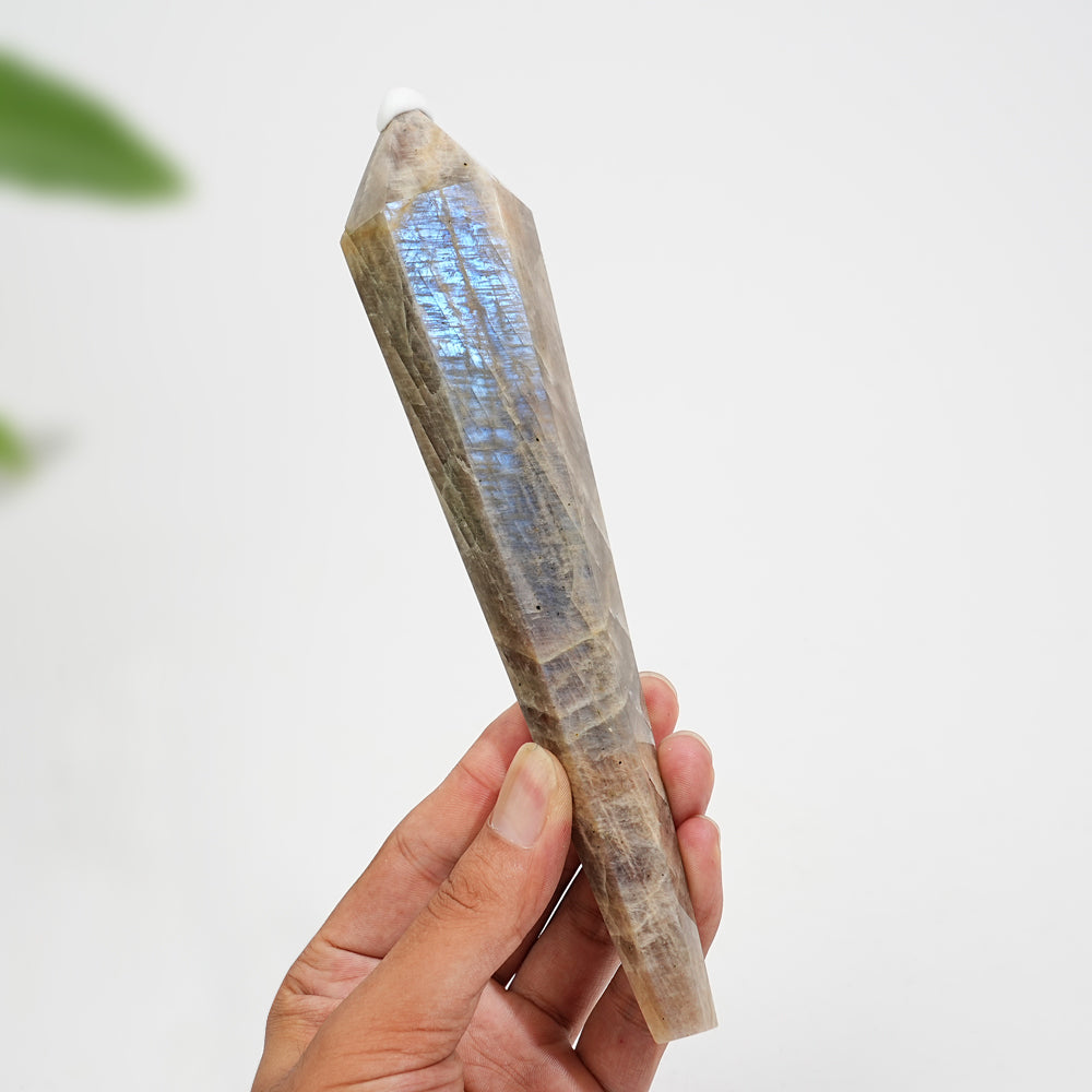 Unique,Natural Crystal Moonstone Wand