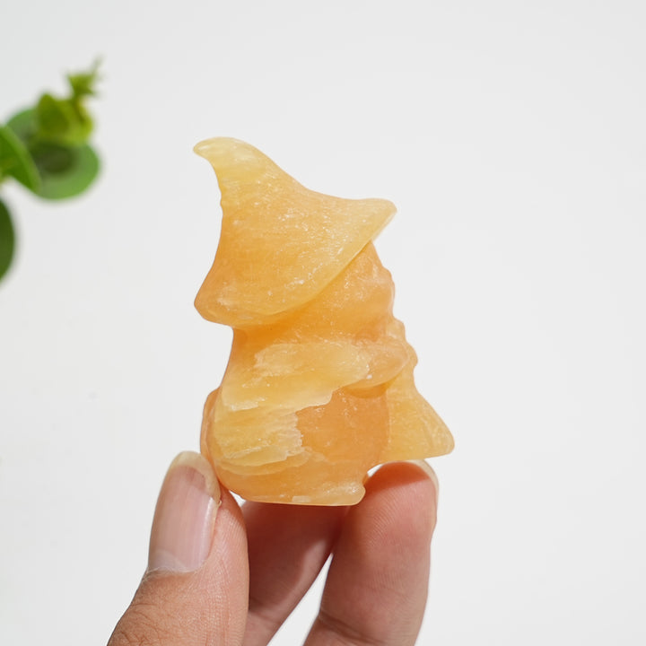 Natural Crystal Carving Witch Cat With Broom