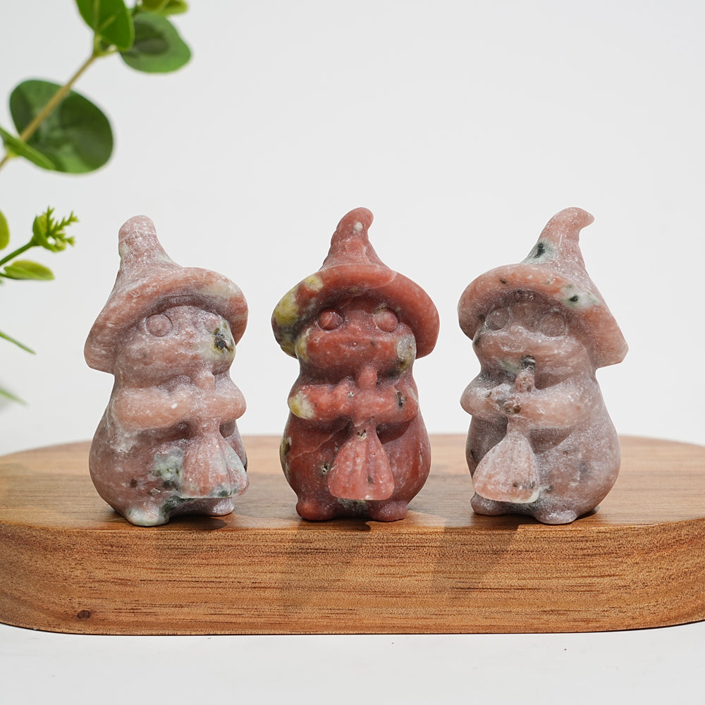 Natural Crystal Carving Witch Cat With Broom