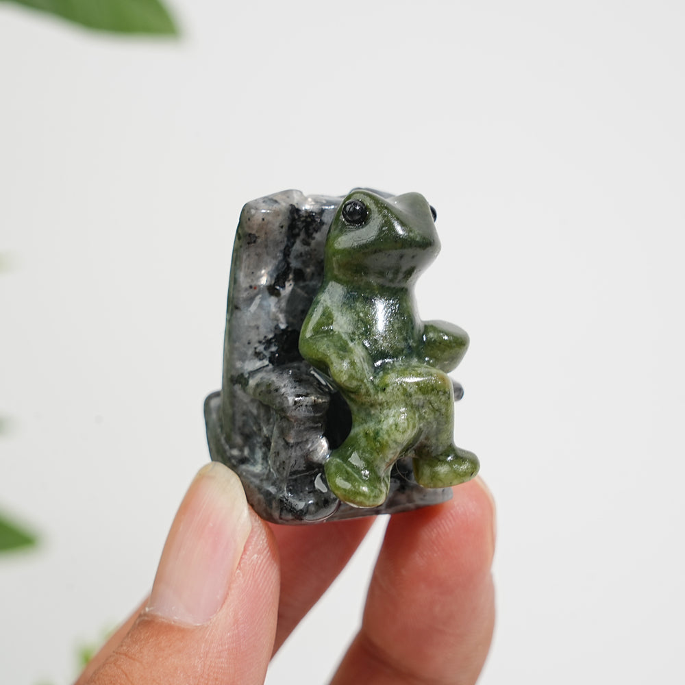 A Slightly Imperfect Natural Crystal Relaxing Frog On Lounge Chair Carving