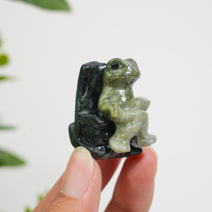 A Slightly Imperfect Natural Crystal Relaxing Frog On Lounge Chair Carving