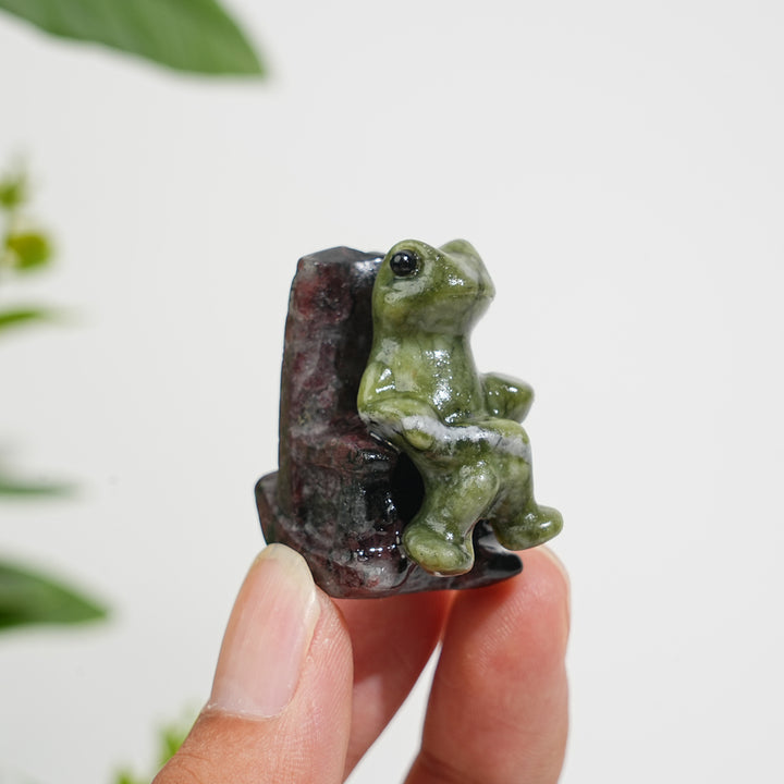 A Slightly Imperfect Natural Crystal Relaxing Frog On Lounge Chair Carving