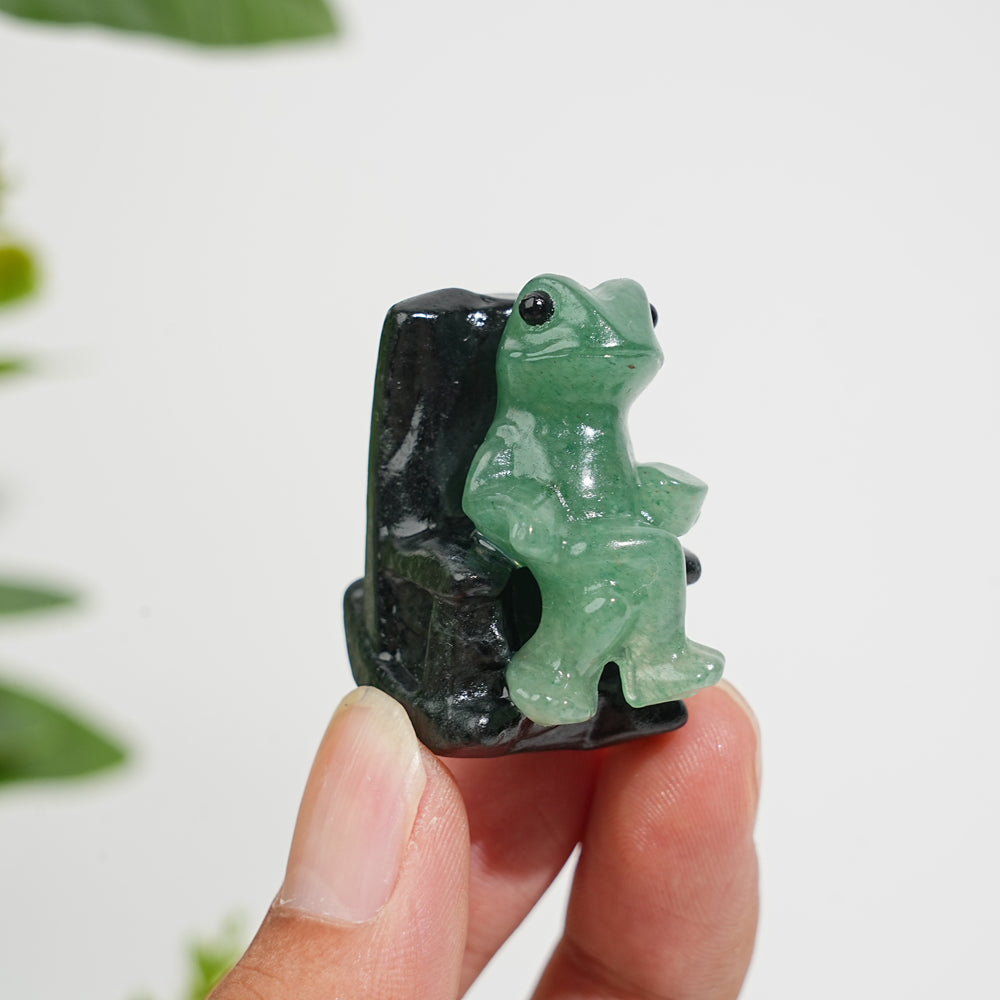 A Slightly Imperfect Natural Crystal Relaxing Frog On Lounge Chair Carving