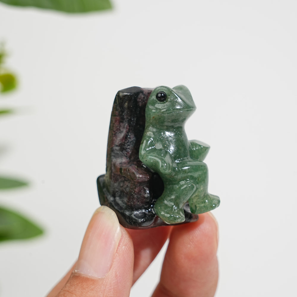 A Slightly Imperfect Natural Crystal Relaxing Frog On Lounge Chair Carving
