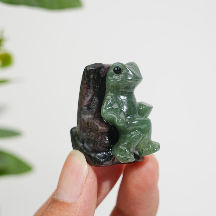 A Slightly Imperfect Natural Crystal Relaxing Frog On Lounge Chair Carving
