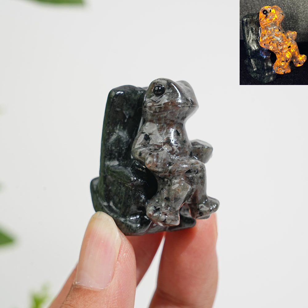 A Slightly Imperfect Natural Crystal Relaxing Frog On Lounge Chair Carving