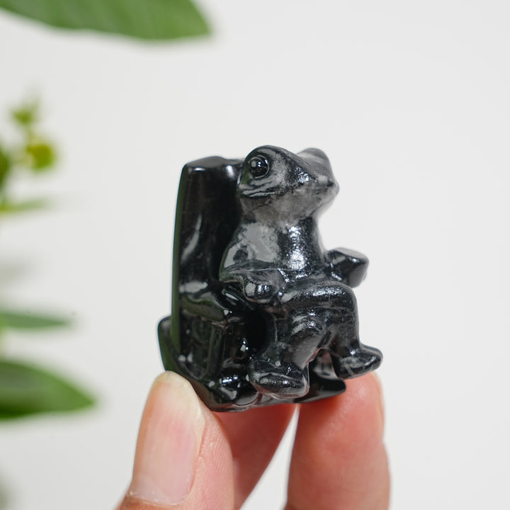 A Slightly Imperfect Natural Crystal Relaxing Frog On Lounge Chair Carving