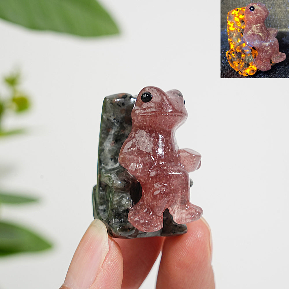 A Slightly Imperfect Natural Crystal Relaxing Frog On Lounge Chair Carving
