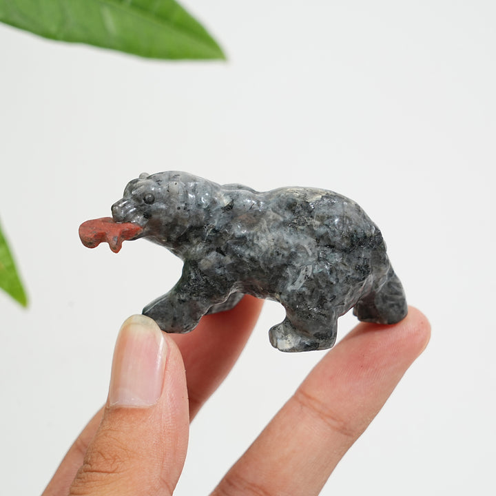 Natural Crystal Carving Polar Bear With Fish