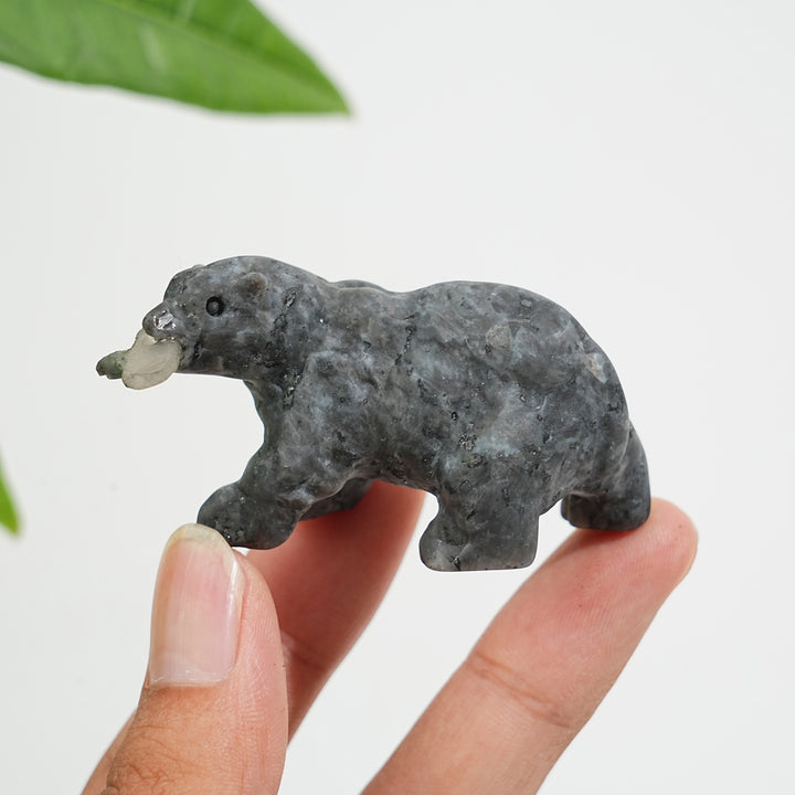 Natural Crystal Carving Polar Bear With Fish