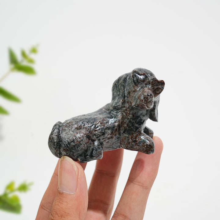 Natural Crystal Heart Eyeglass Puppy Carving