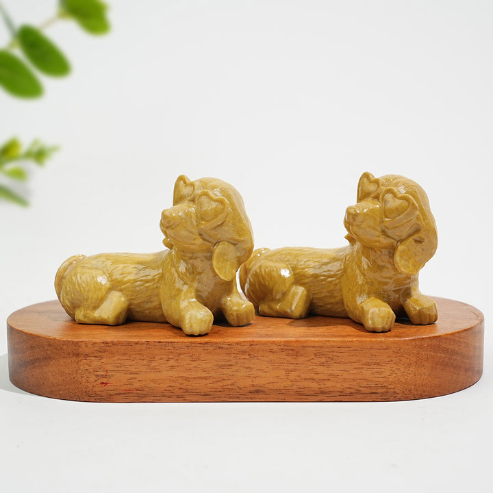Natural Crystal Heart Eyeglass Puppy Carving
