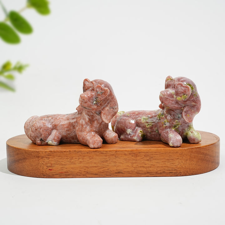 Natural Crystal Heart Eyeglass Puppy Carving