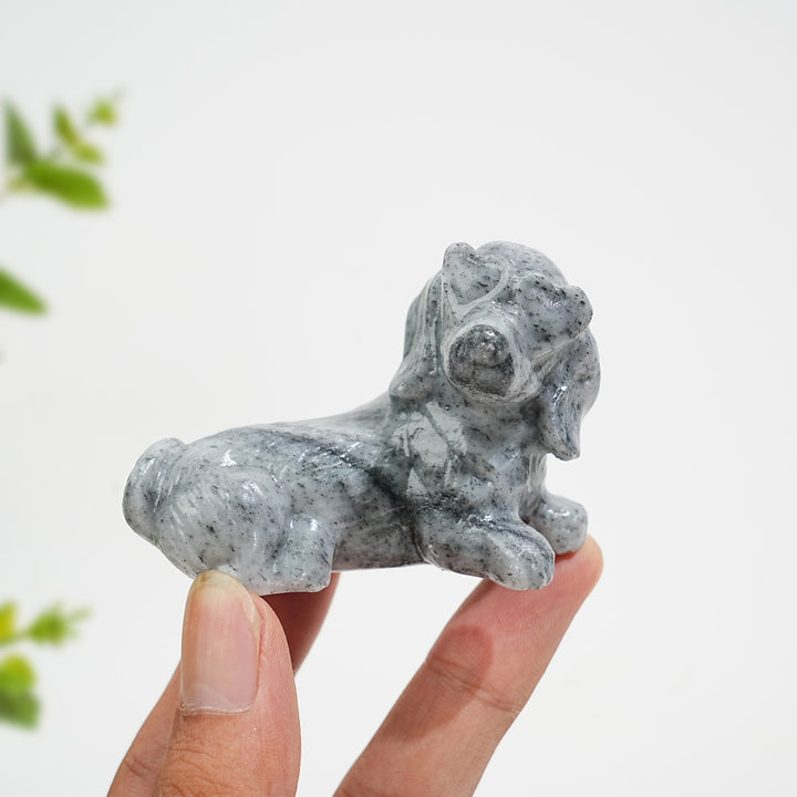 Natural Crystal Heart Eyeglass Puppy Carving