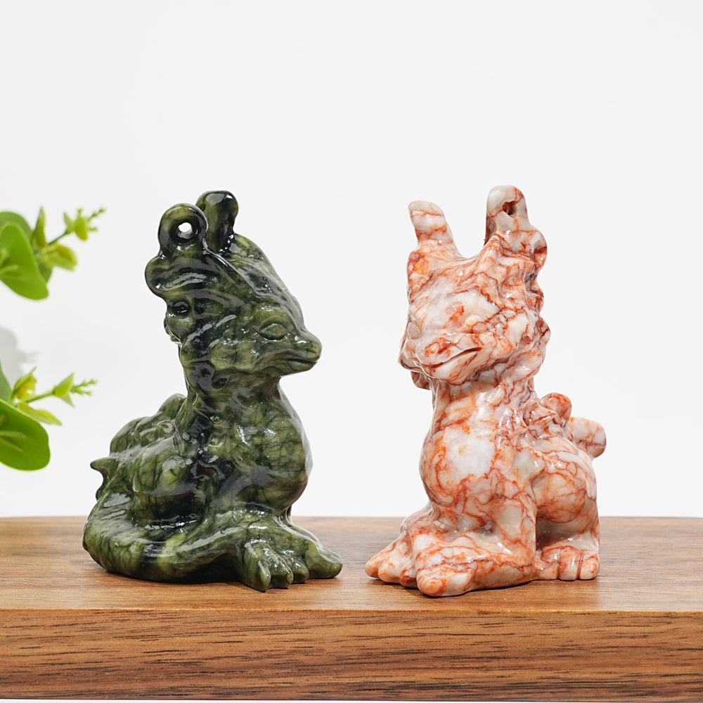 Natural Crystal Horned Dragon Carving