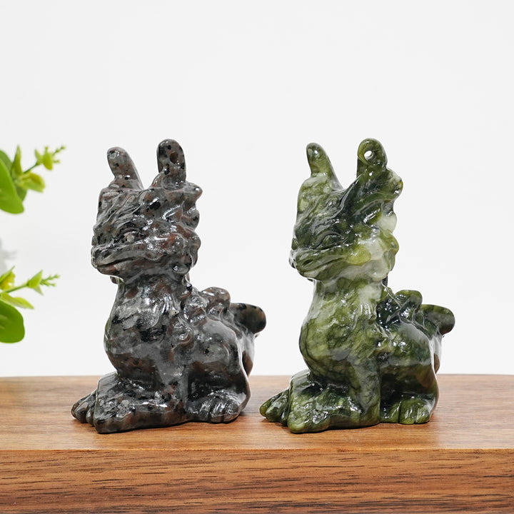 Natural Crystal Horned Dragon Carving