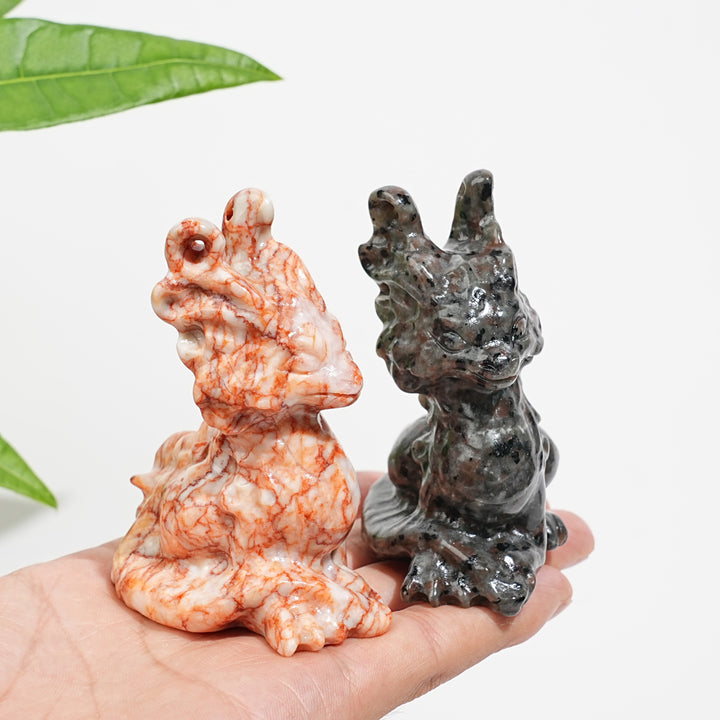 Natural Crystal Horned Dragon Carving