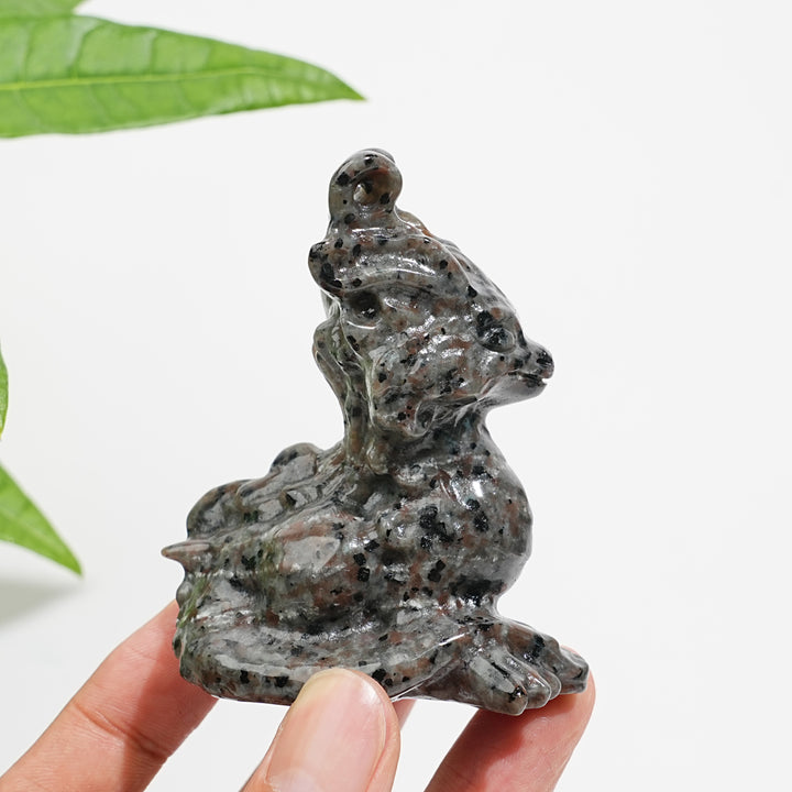 Natural Crystal Horned Dragon Carving