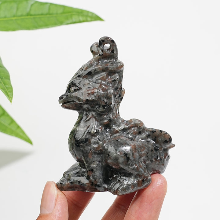 Natural Crystal Horned Dragon Carving