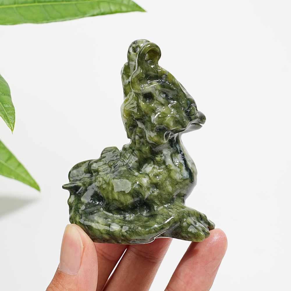 Natural Crystal Horned Dragon Carving