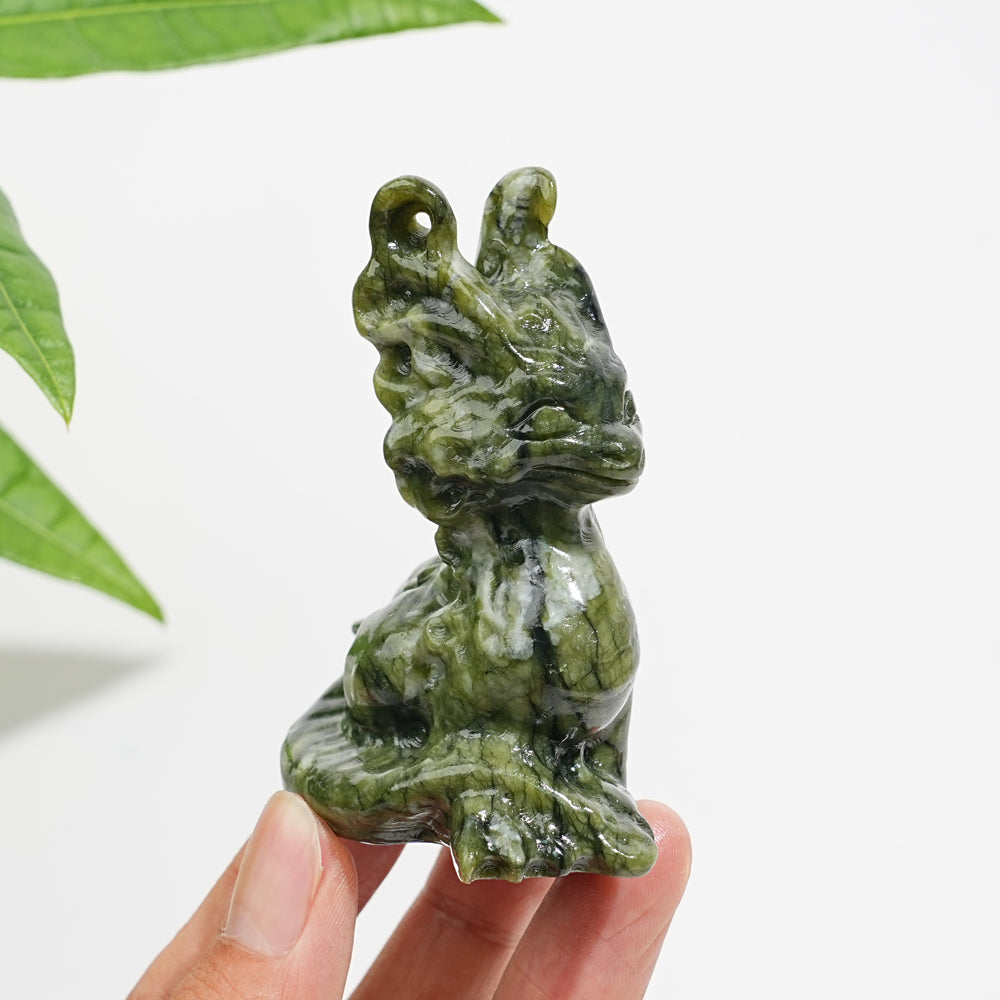 Natural Crystal Horned Dragon Carving