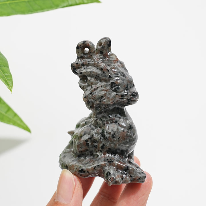 Natural Crystal Horned Dragon Carving