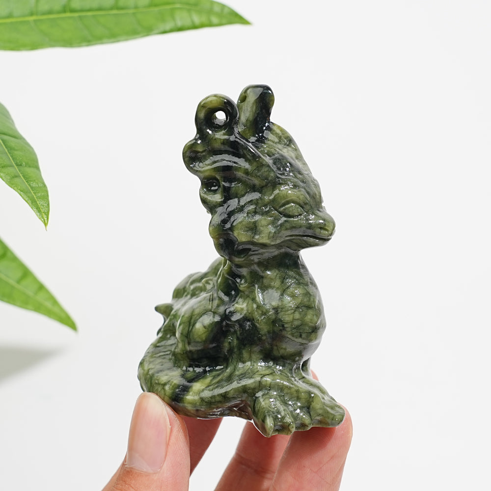 Natural Crystal Horned Dragon Carving