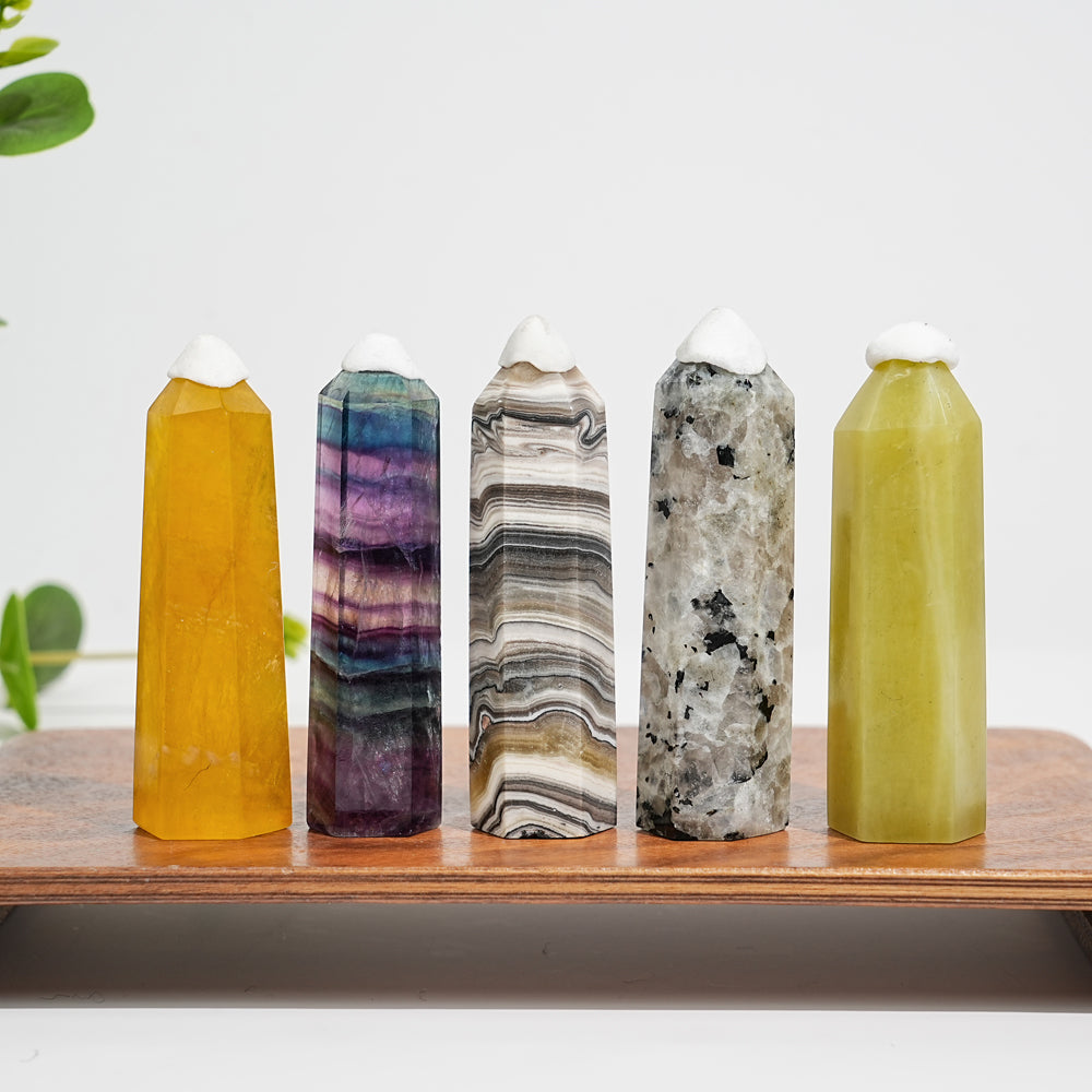 5Pcs Mixed Natural Crystal Tower Point Set