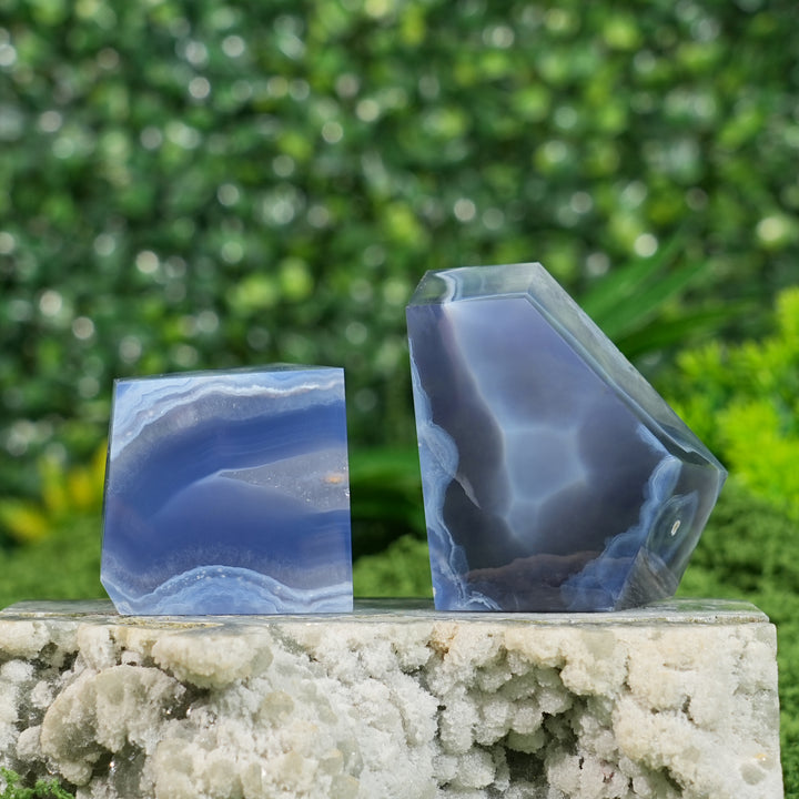 Unique, Natural Crystal Top Blue Agate Freeform