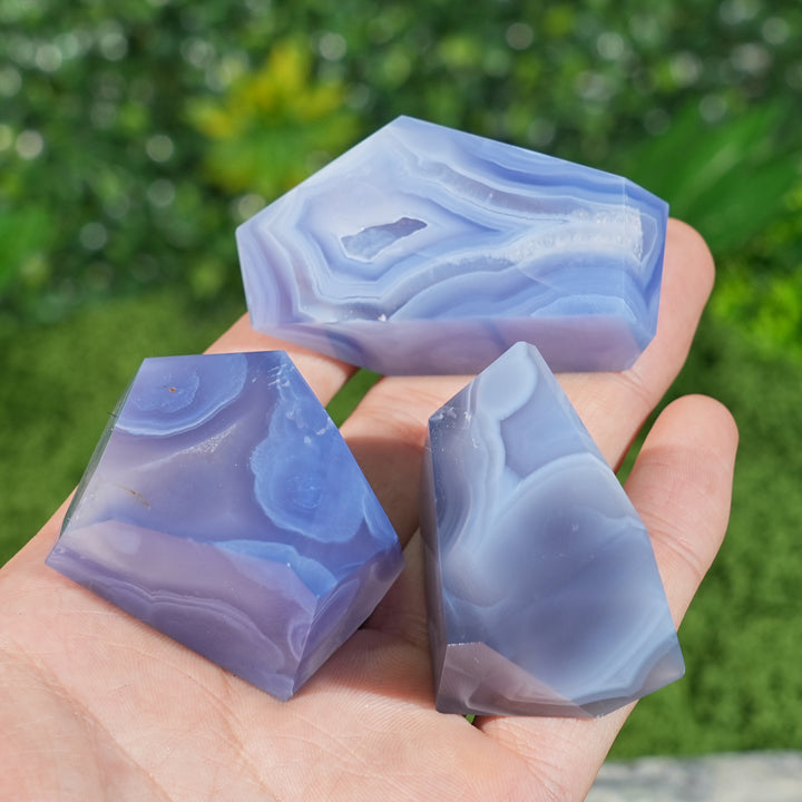 Unique, Natural Crystal Top Blue Agate Freeform