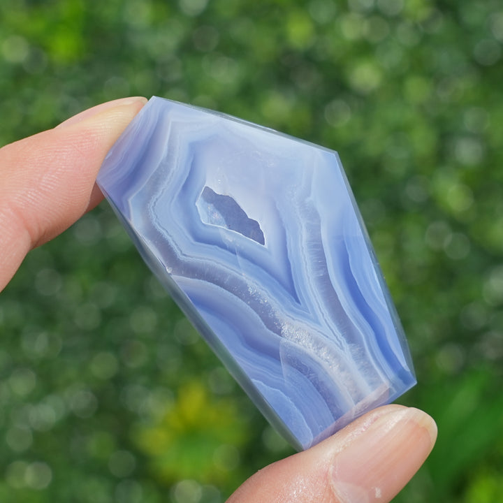 Unique, Natural Crystal Top Blue Agate Freeform