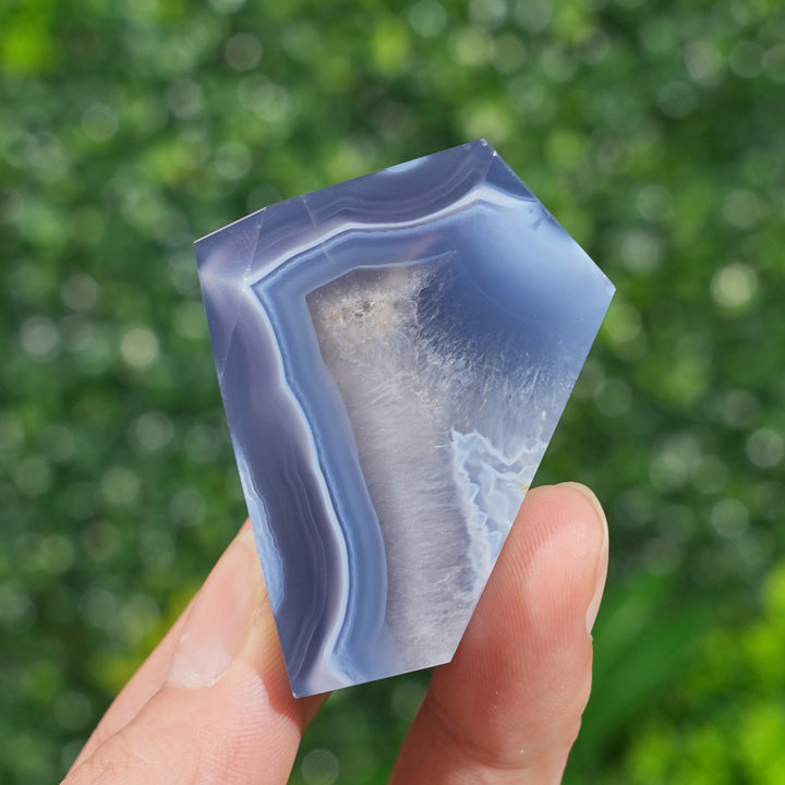 Unique, Natural Crystal Top Blue Agate Freeform