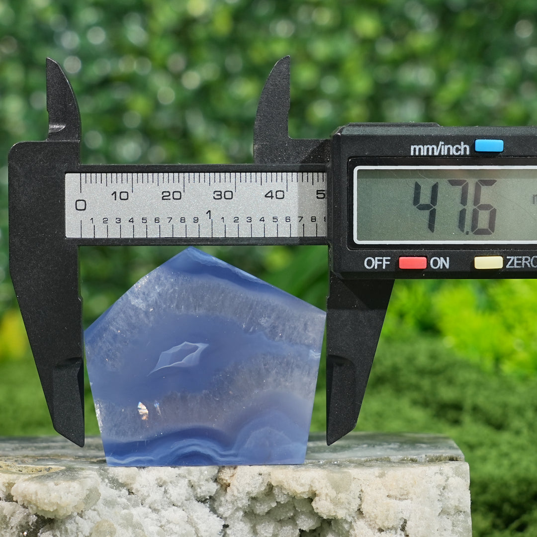 Unique, Natural Crystal Top Blue Agate Freeform