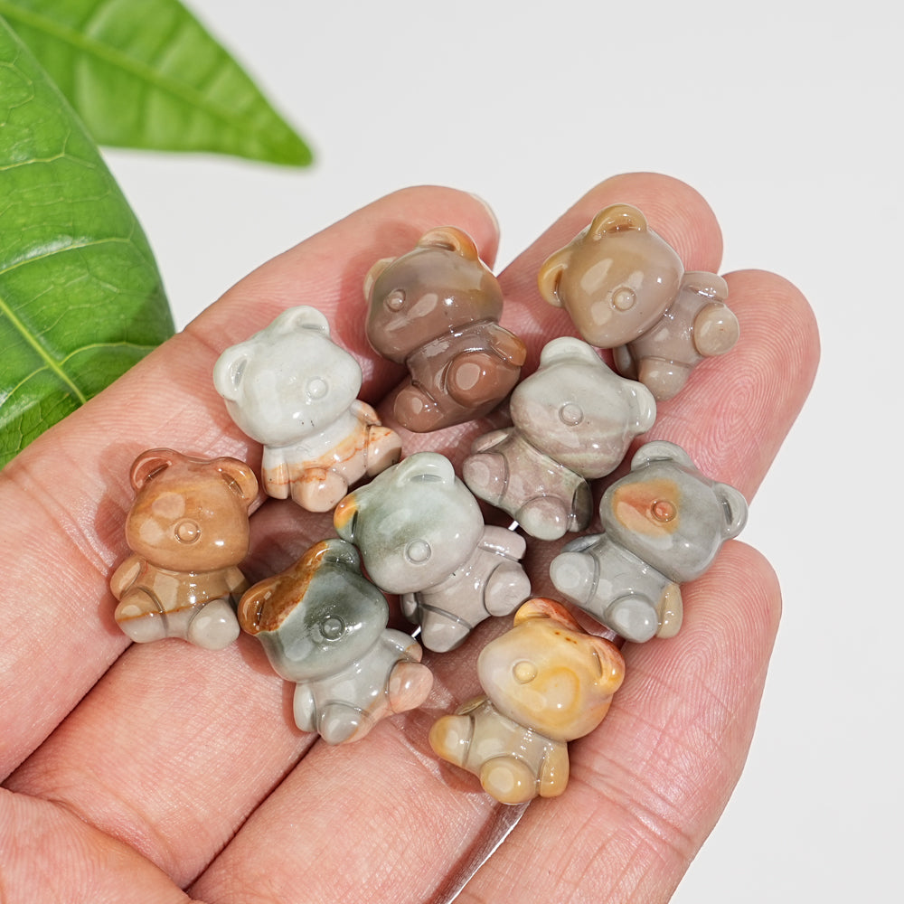 Natural Crystal Alashan Agate Candy Bear Carving