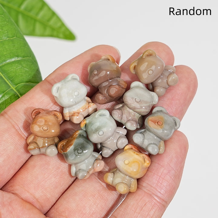 Natural Crystal Alashan Agate Candy Bear Carving