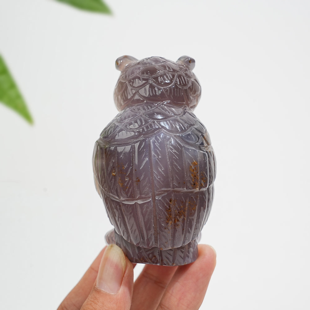 Unique,Natural Crystal Carving Exquisite Agate Geode Owl