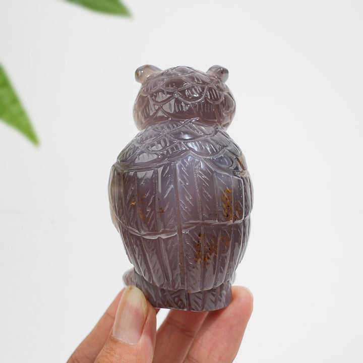 Unique,Natural Crystal Carving Exquisite Agate Geode Owl