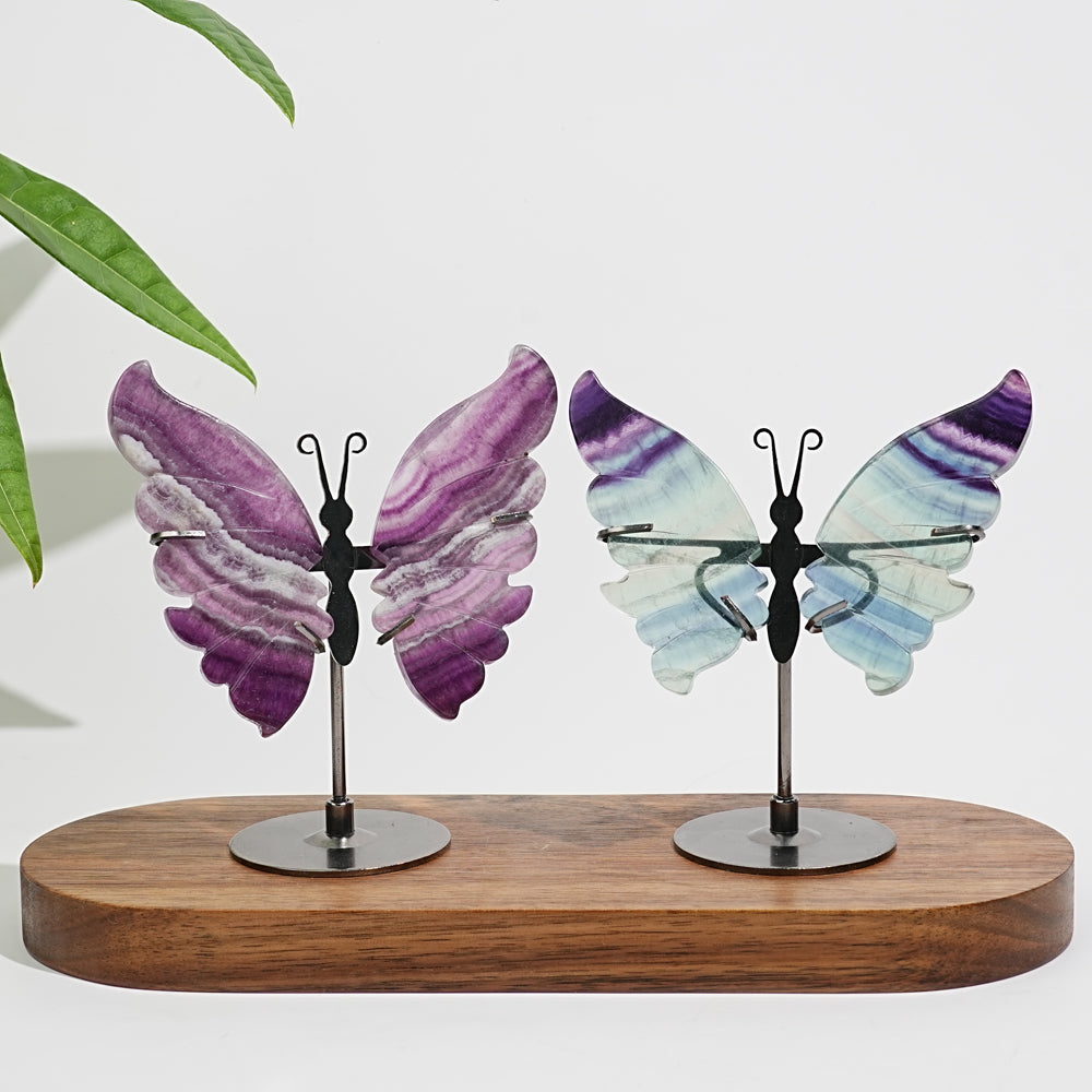 Unique,Natural Crystal Fluorite Butterfly Display