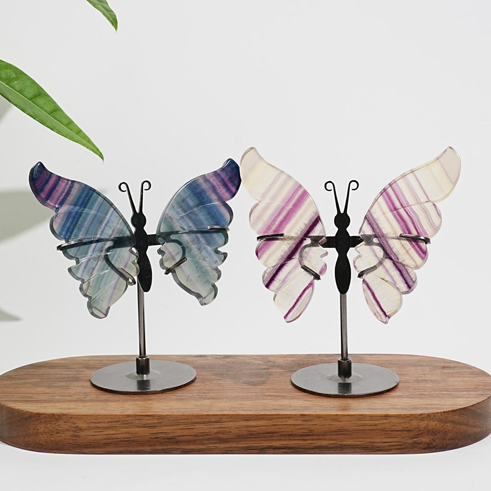 Unique,Natural Crystal Fluorite Butterfly Display