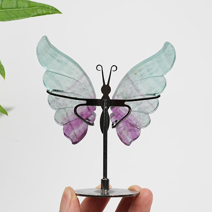 Unique,Natural Crystal Fluorite Butterfly Display