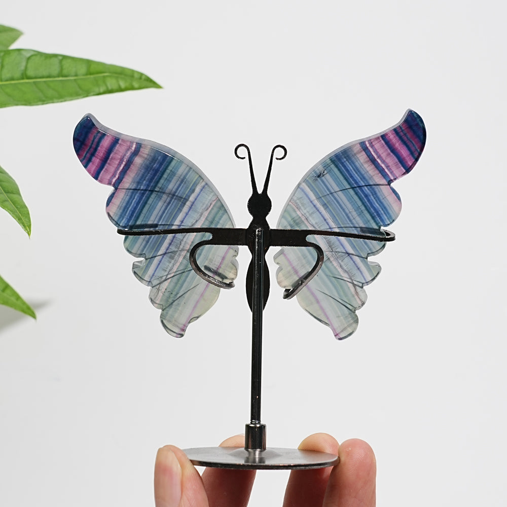 Unique,Natural Crystal Fluorite Butterfly Display