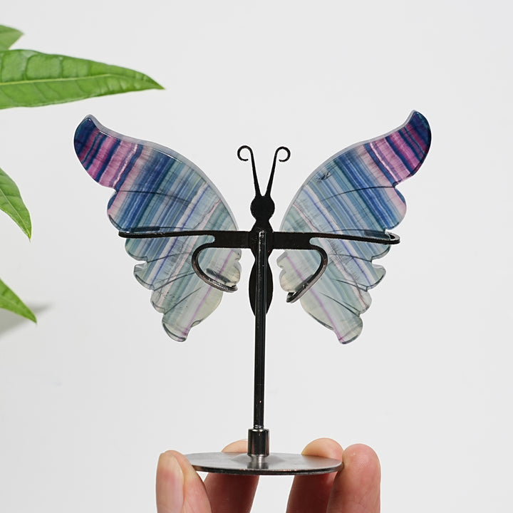 Unique,Natural Crystal Fluorite Butterfly Display