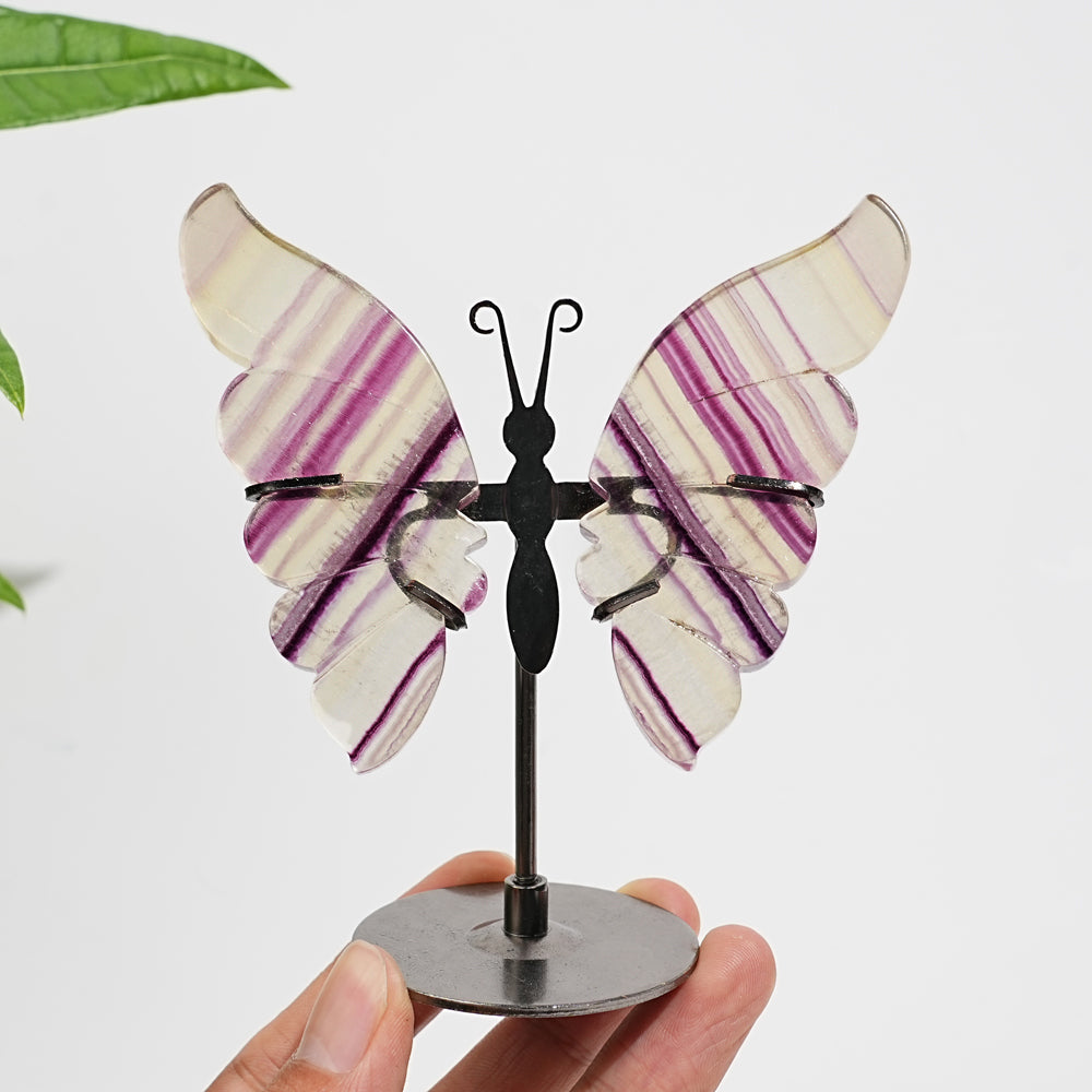 Unique,Natural Crystal Fluorite Butterfly Display