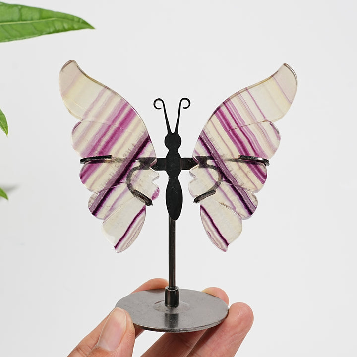 Unique,Natural Crystal Fluorite Butterfly Display