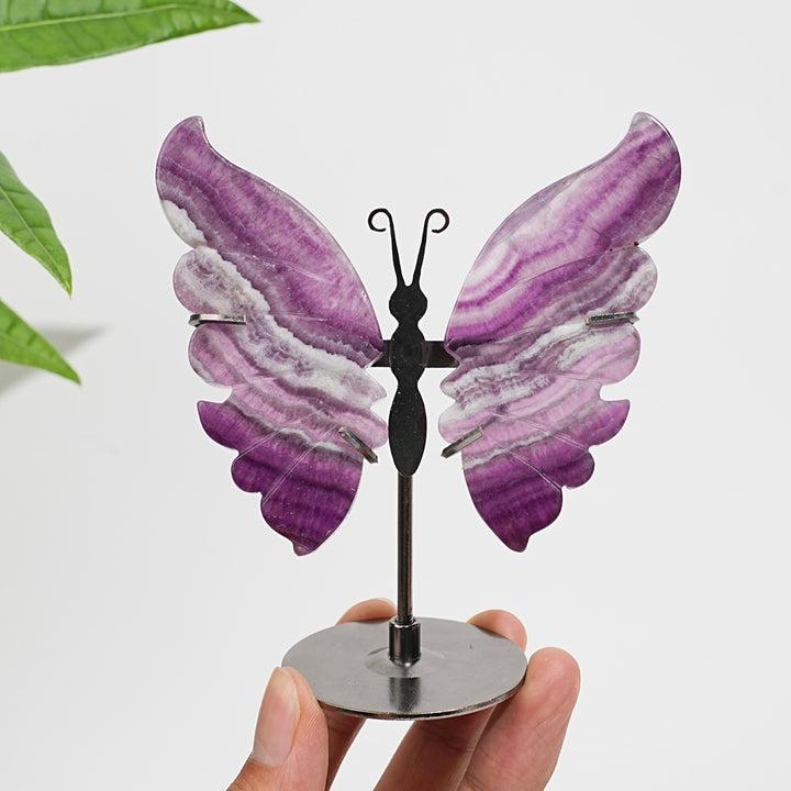 Unique,Natural Crystal Fluorite Butterfly Display