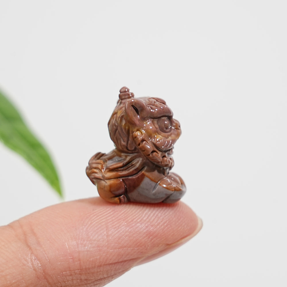Natural Crystal Alashan Agate Lion Dance Mini Carving