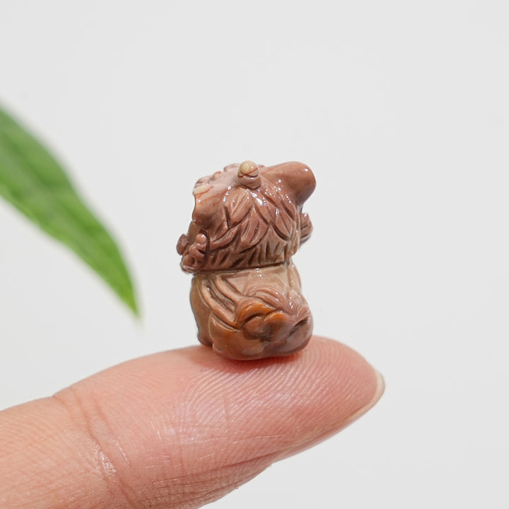 Natural Crystal Alashan Agate Lion Dance Mini Carving