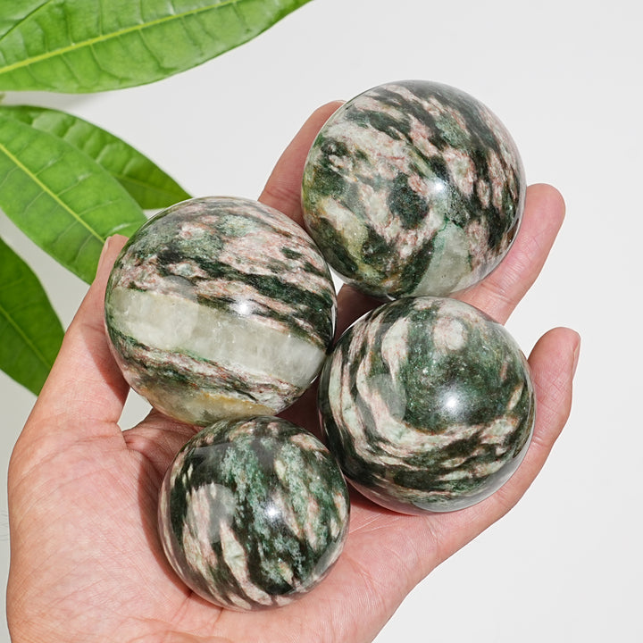Natural Crystal Beautiful Fuchsite In Quartz Sphere