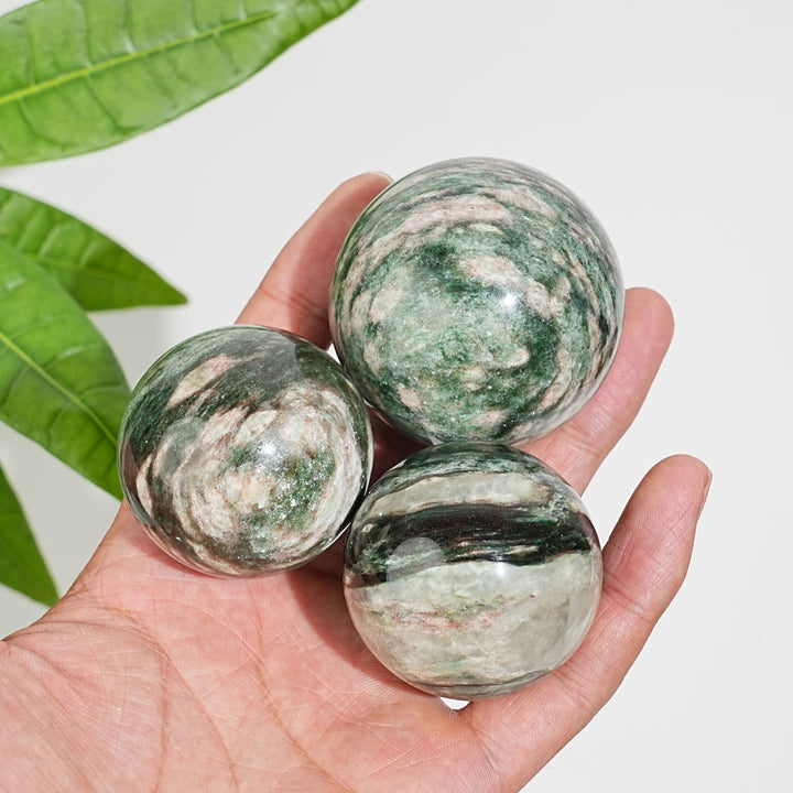 Natural Crystal Beautiful Fuchsite In Quartz Sphere