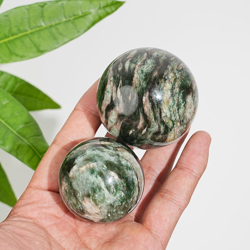 Natural Crystal Beautiful Fuchsite In Quartz Sphere